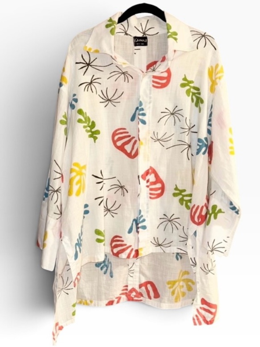 Dilemma New York Shirt 100% Organic Cotton Matisse Abstract Art to Wear Sz L/XL